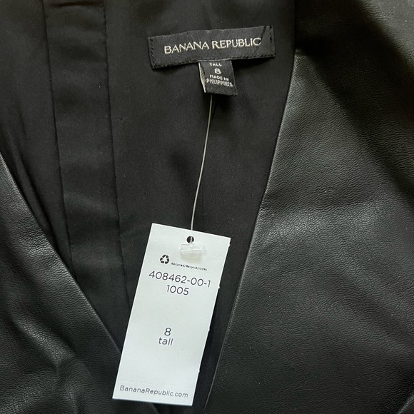 NWT Banana Republic Black and White Dress w/Faux Leather Top. Size 8 Tal… - Picture 3 of 3